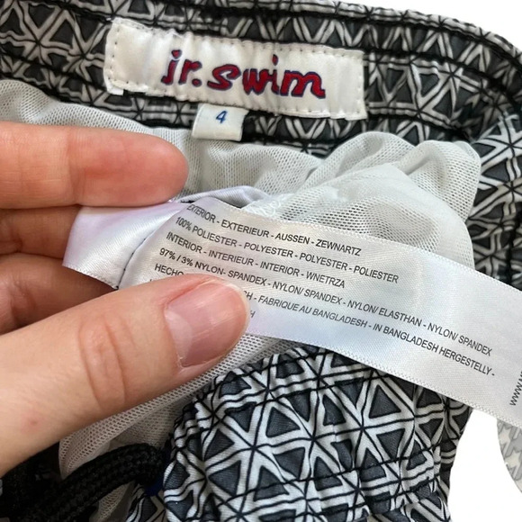 Jr. Swim Gray Triangles Boys Swim Trunks 4 - Picture 2 of 2